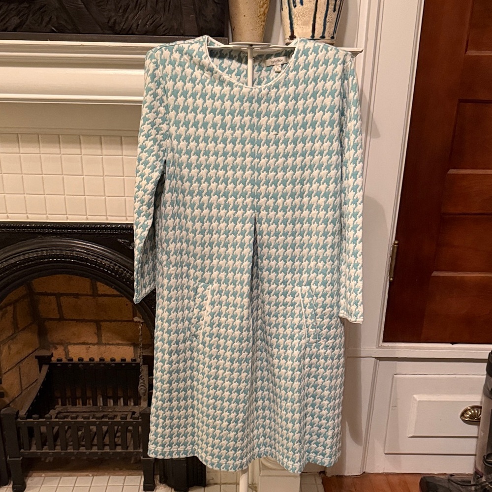 Tyler Boe Aqua and White Houndstooth Dress - worn a bunch but lots of life left